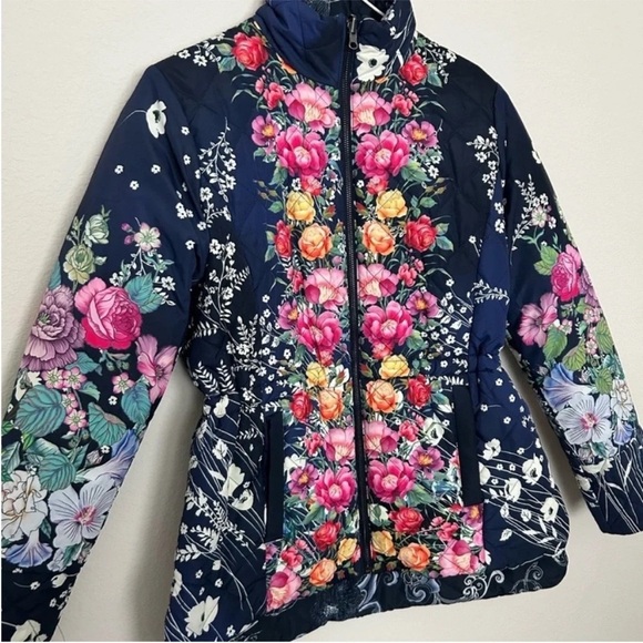 Johnny Was Neutra Reversible Floral Parka Puffer Jacket - Picture 8 of 11